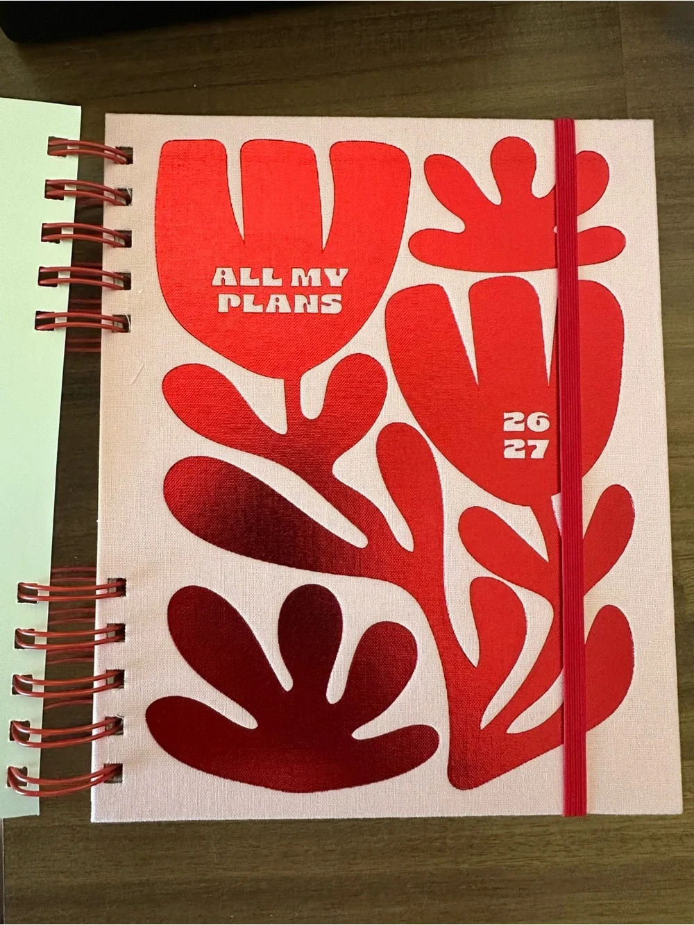 Pulsar Planner with Pink Background and Red Abstract Floral